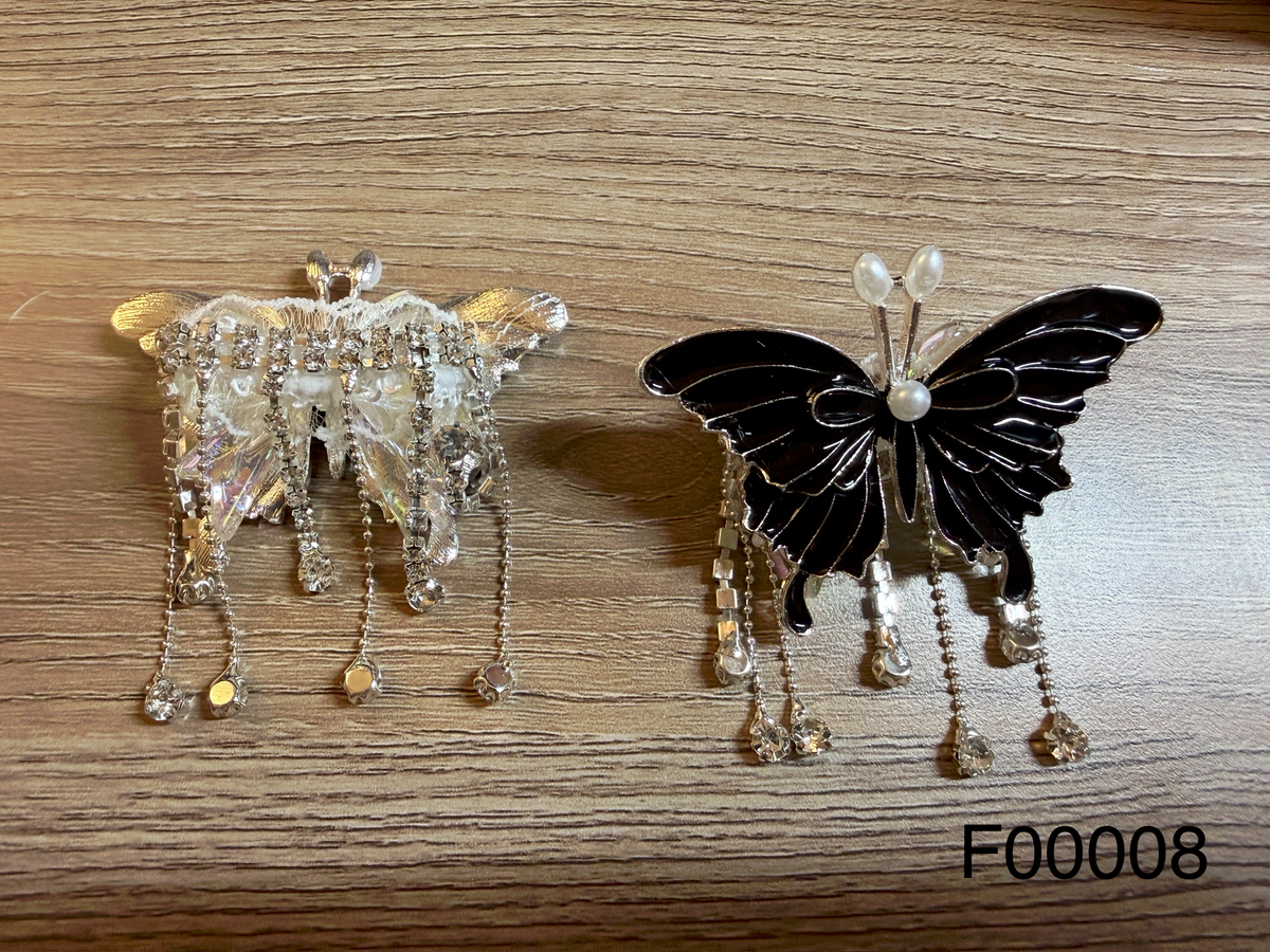 Elegant Tassel Butterfly Focal Bead with Rhinestone & Pearl Accents