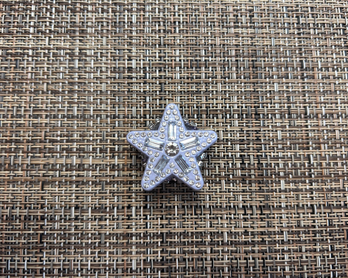 Light Blue Crystal Starburst Focal Bead with Baguette & Round Rhinestones