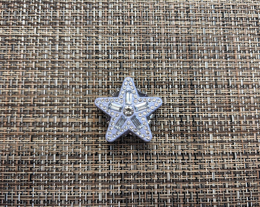 Light Blue Crystal Starburst Focal Bead with Baguette & Round Rhinestones