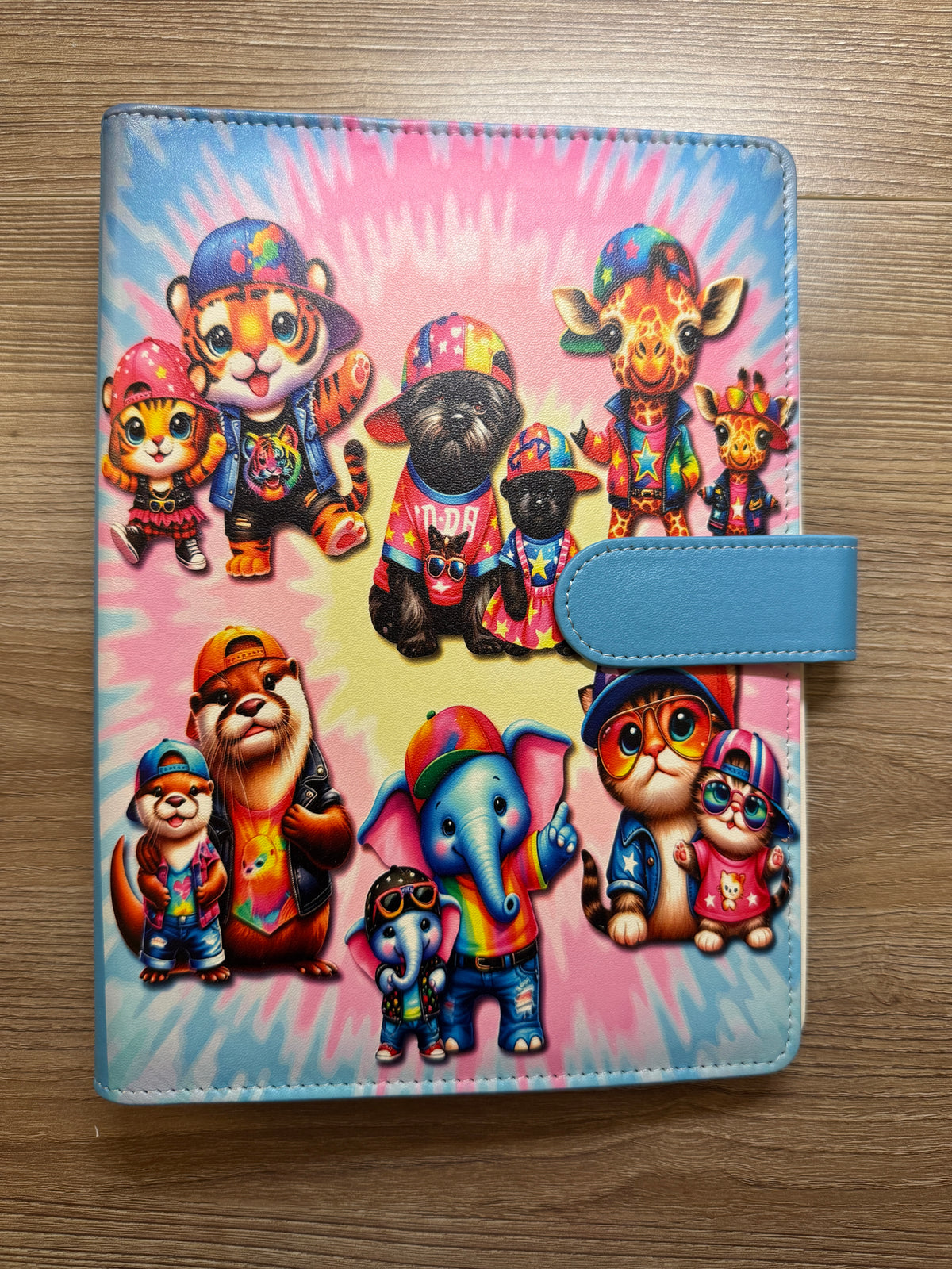 Retro Animal Family Tie-Dye A5 Binder Set