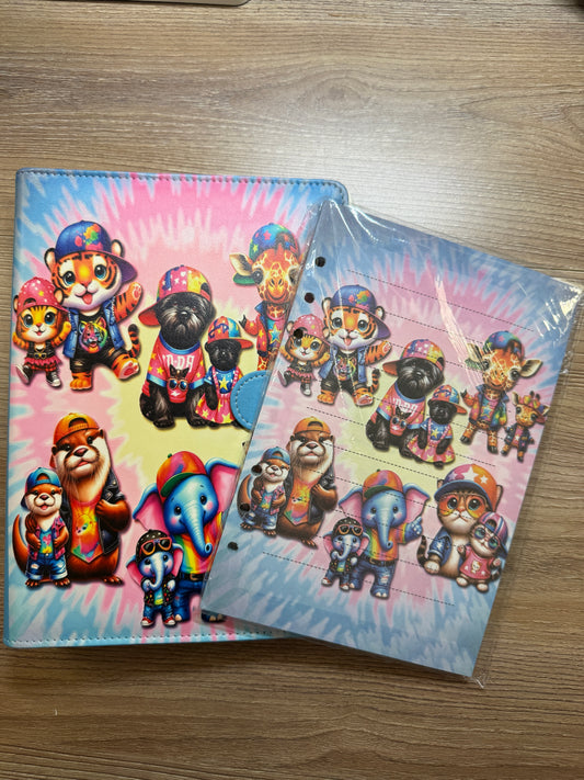 Retro Animal Family Tie-Dye A5 Binder Set