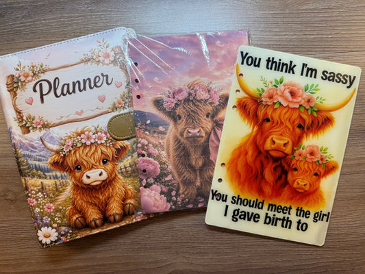 Highland Cow Floral A5 Binder Bundle