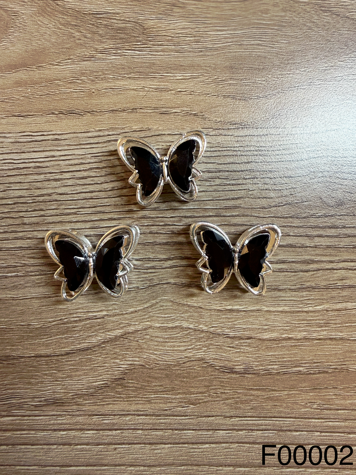 Black Crystal Butterfly Focal Bead in Silver Setting