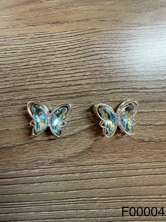 Crystal Turquoise Butterfly Focal Bead in Silver Setting