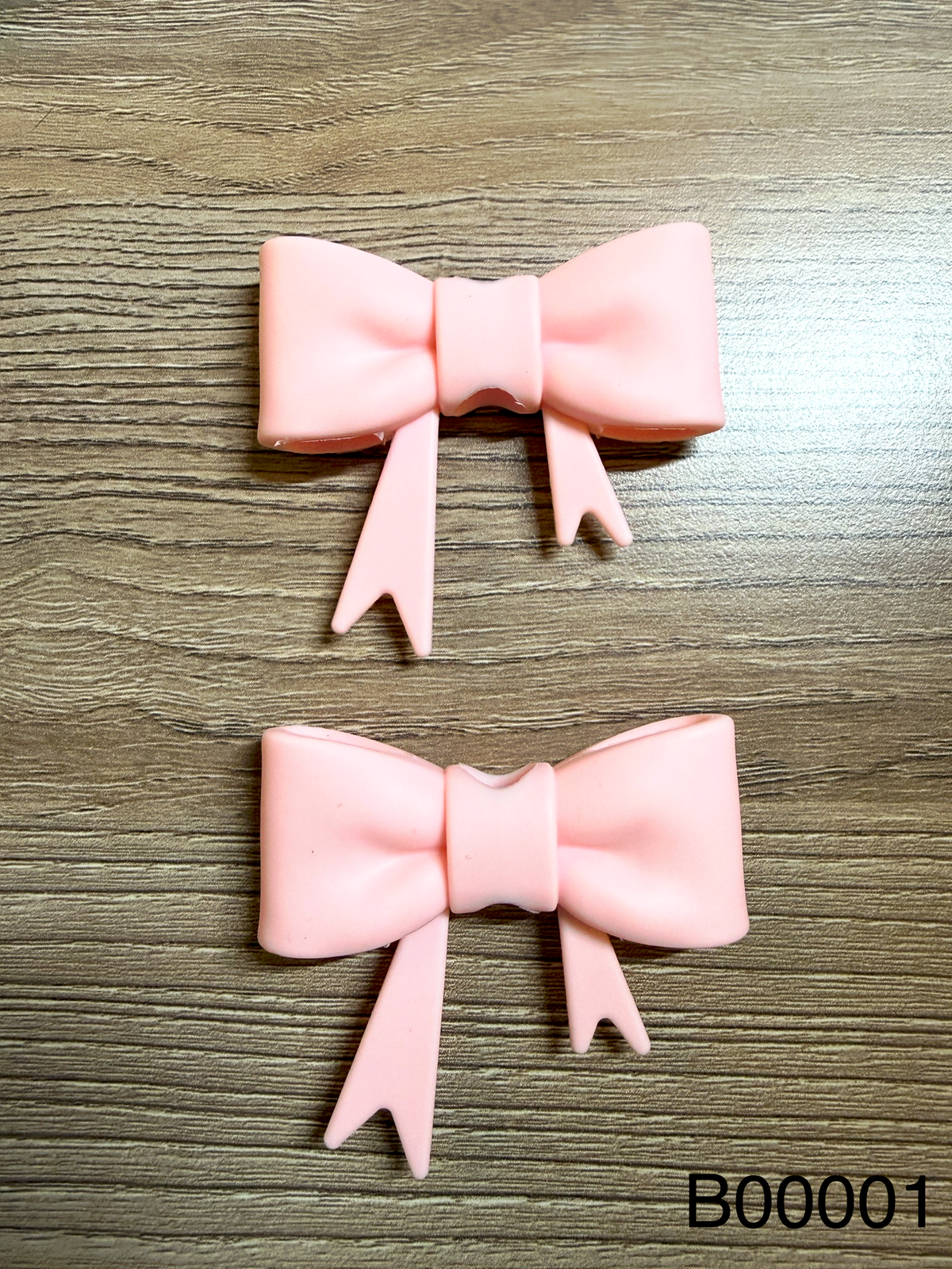 Solid Pastel Pink Bow Silicone Focal Bead