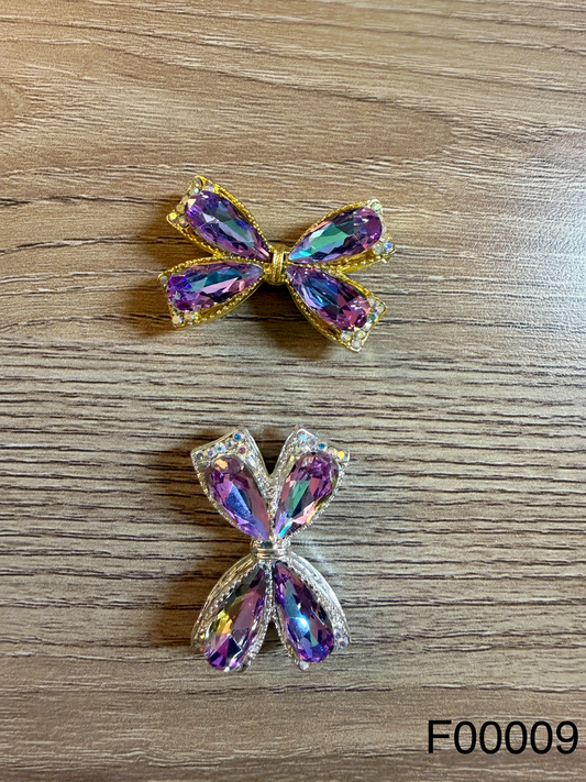 Glam Crystal Rhinestone Bow Focal Bead (Dual-Direction / 2-Way Hole)